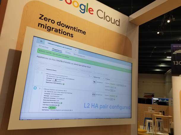 A dashboard on display at a Google exhibit at VMware Explore 2022. Google and VMware announced updates to their products during the event, held in San Francisco. Photo by Wade Tyler Millward.